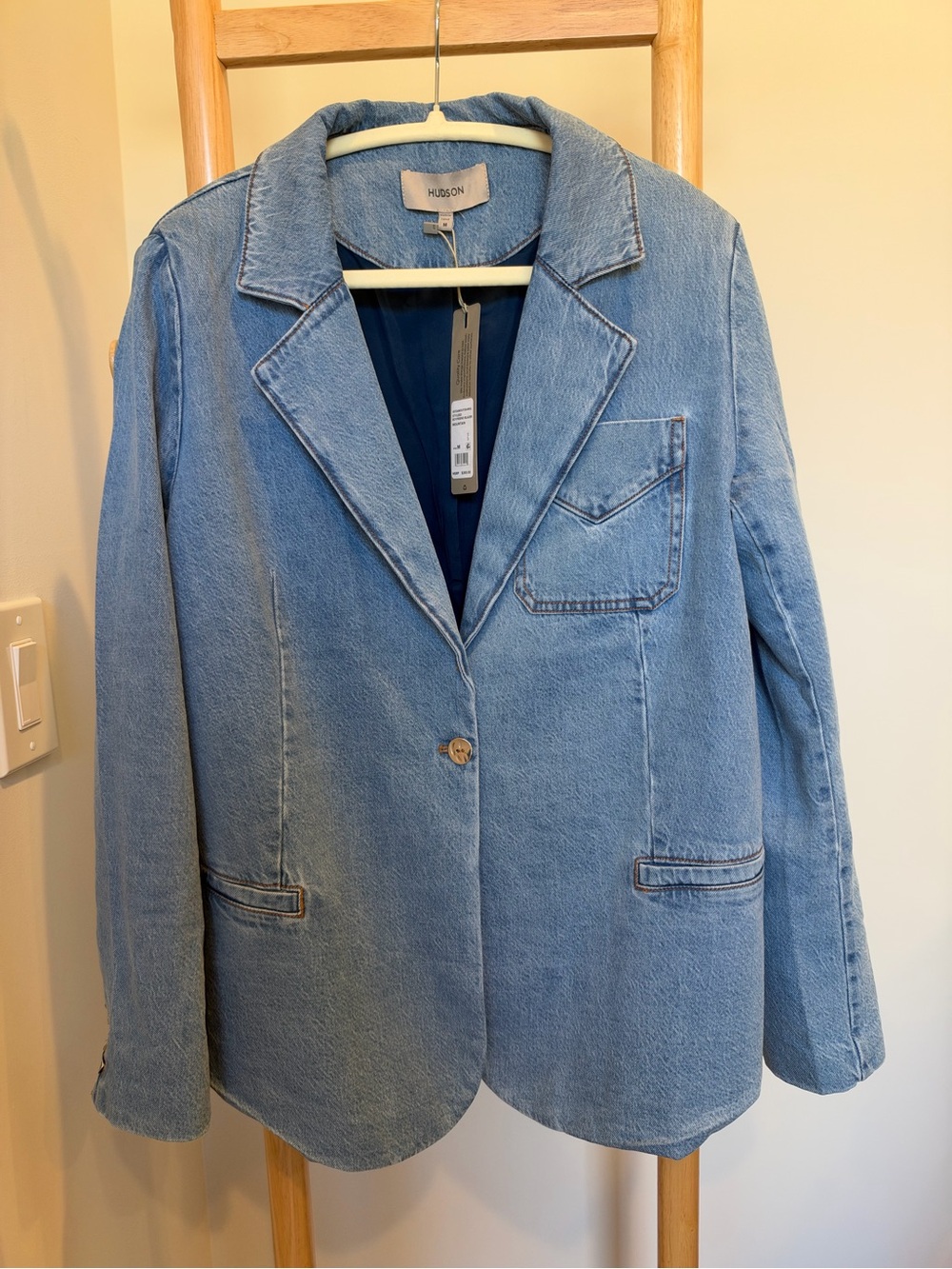 Hudson Jeans Light Blue Denim Boyfriend Blazer Jacket